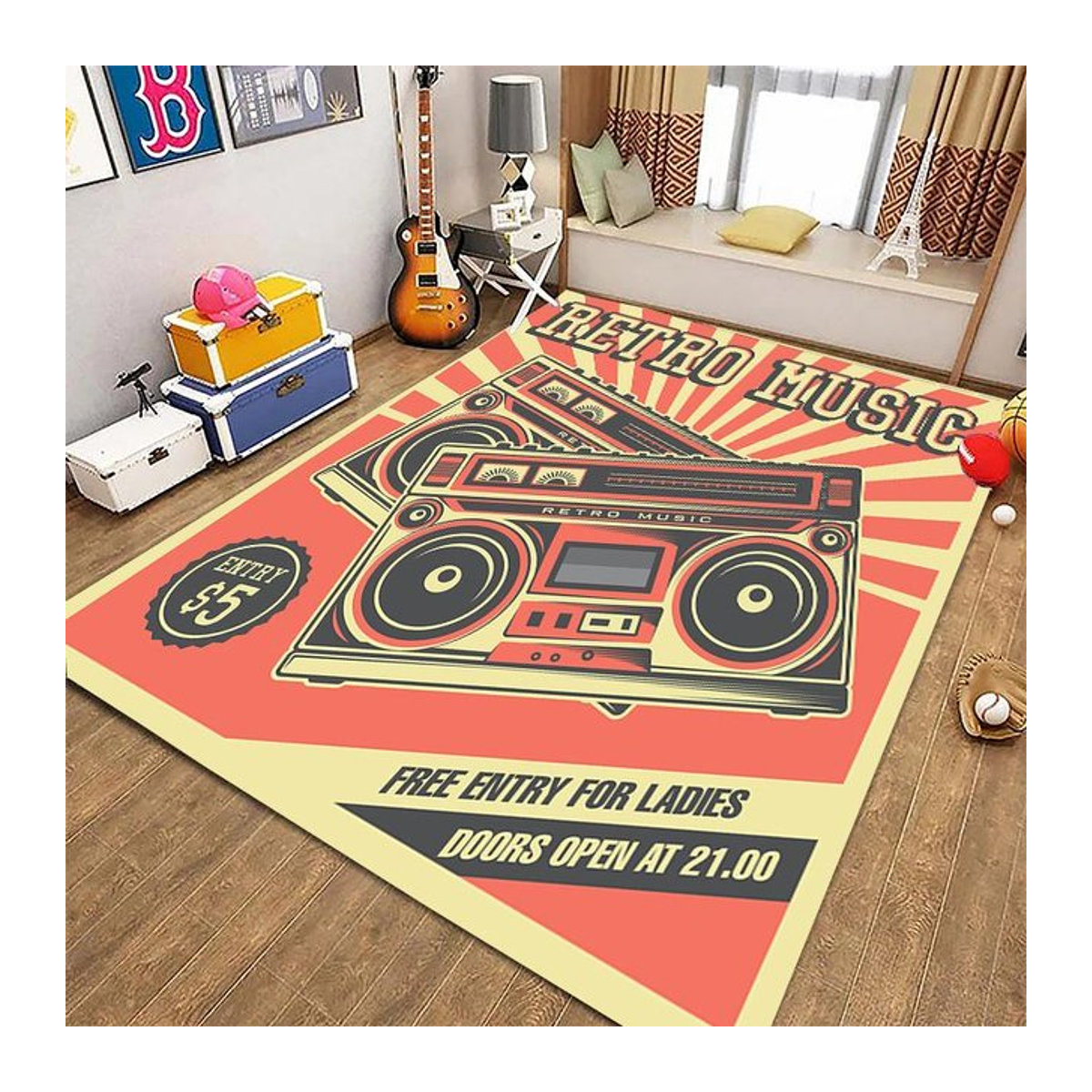 AISILK MOON Retro Kassettenabspielteppich als rutschfeste Bodenmatte für Wohnzimmer und Kinderzimmer, B/T: 60 x 40 cm - Bild 1