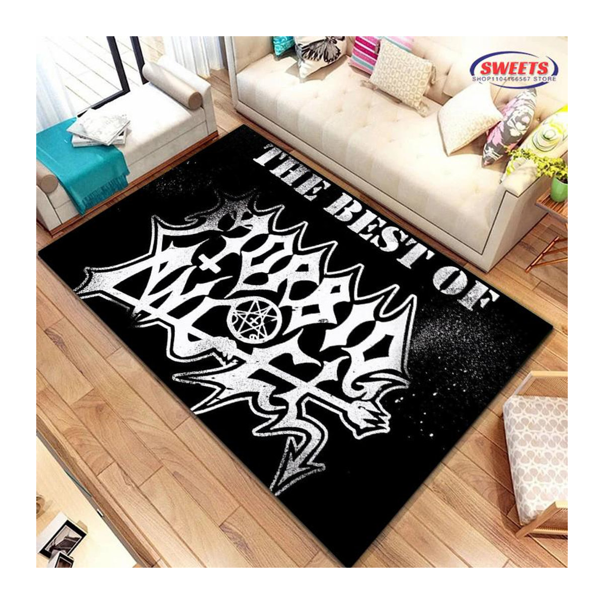 AISILK MOON Rock Teppich Black mit Sabbath Motiv, B/B/H: 60 x 90 cm - Bild 2