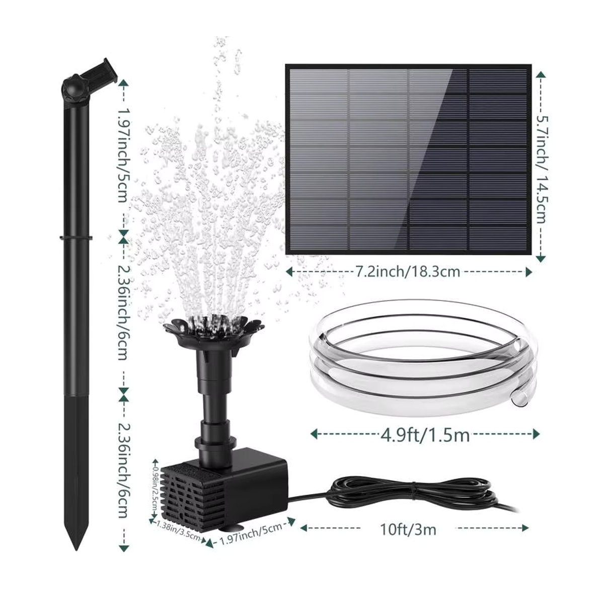 AISITIN Solar Brunnen Pumpe Set mit 3,5 W Solarpanel und 1,5 m Wasserrohr für Vogelbad und Gartendekoration - Bild 2