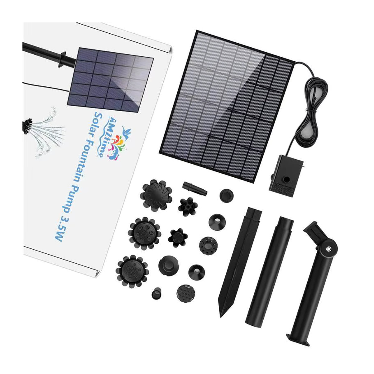 AISITIN Solar Brunnen Pumpe Set mit 3,5 W Solarpanel und 1,5 m Wasserrohr für Vogelbad und Gartendekoration - Bild 5