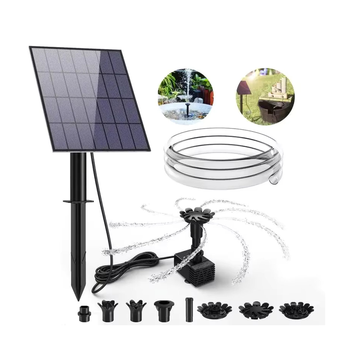 AISITIN Solar Brunnen Pumpe Set mit 3,5 W Solarpanel und 1,5 m Wasserrohr für Vogelbad und Gartendekoration - Bild 6