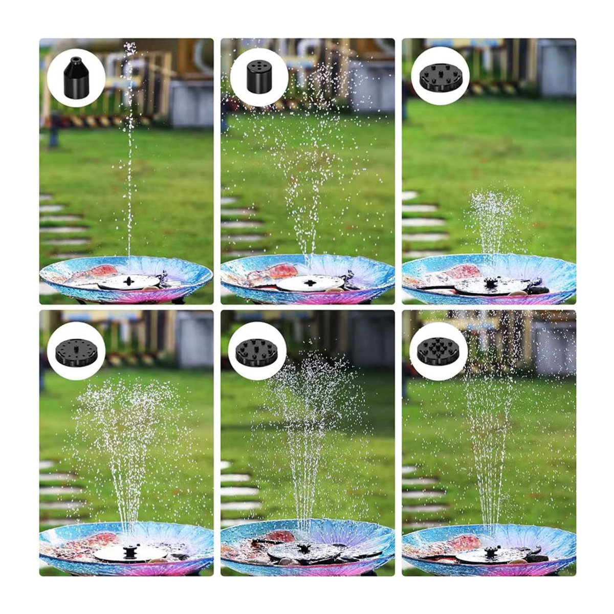 AISITIN Solar-Wasserpumpe 2,5 W für Vogelbad, Teich und Aquarium in Schwarz mit 6 Düsen - Bild 4