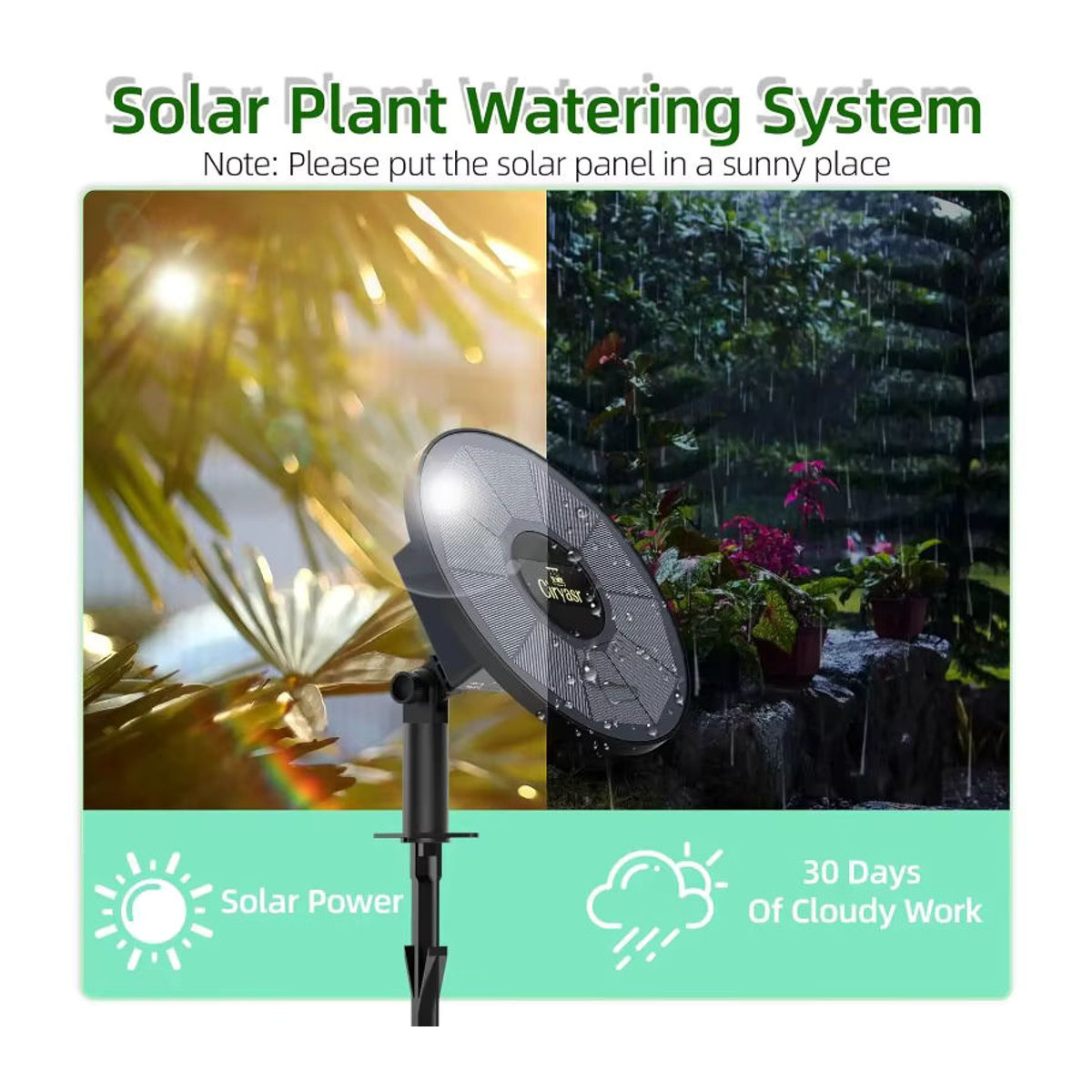 AISITIN Solarbetriebenes automatisches Bewässerungssystem mit Batterie-Timer-Modus für Garten, Balkon und Topfpflanzen in Schwarz - Bild 2
