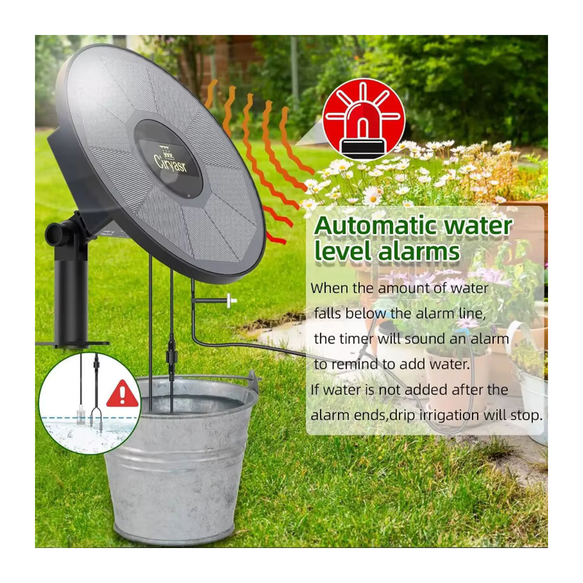 AISITIN Solarbetriebenes automatisches Bewässerungssystem mit Batterie-Timer-Modus für Garten, Balkon und Topfpflanzen in Schwarz - Bild 6