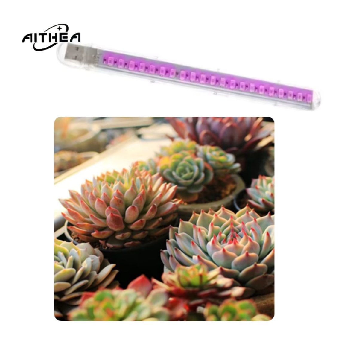 AITHEA Flexibler Schlauch Innen-Gewächshaus Phyto USB-Lampe 5V LED Vollspektrum-Wachstumslampe für Sukkulenten, Saatgut und Hydrokultur-Beleuchtung - Bild 5