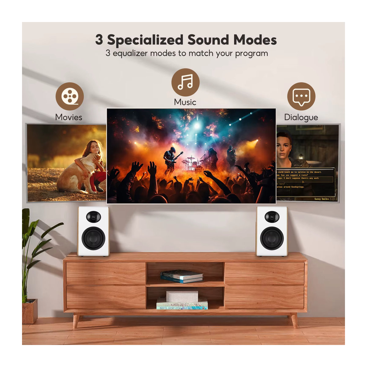 AIYIMA S600 Bluetooth-Regallautsprecher Aktive HiFi-Heim-Audio in weißem Holz mit Subwoofer und ARC/USB/RCA-Eingängen - Bild 3