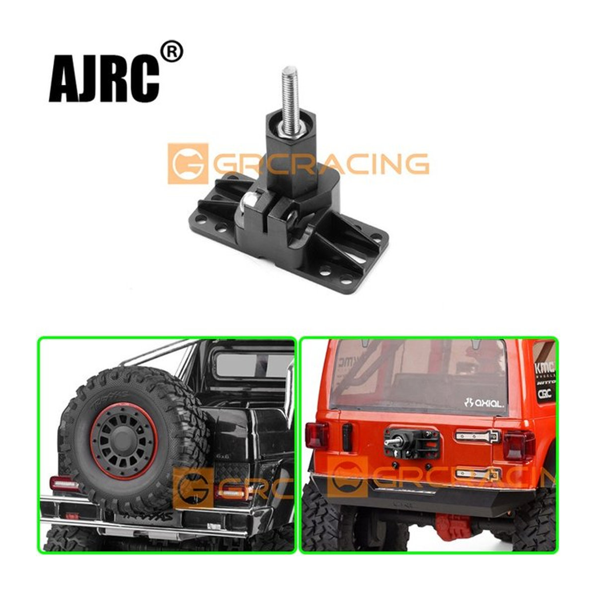 AJRC Universelle Ersatzreifen-Halterung für 1/10 RC Autos, passend für Traxxas TRX4 TRX6 Axial SCX10 D90 D110 RGT RC4WD, Schwarz oder Weiß - Bild 1
