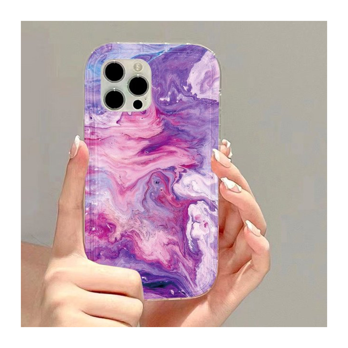 AKABEILA Silikon Handyhülle im Marmor-Design für iPhone Modelle in Lila - Bild 1