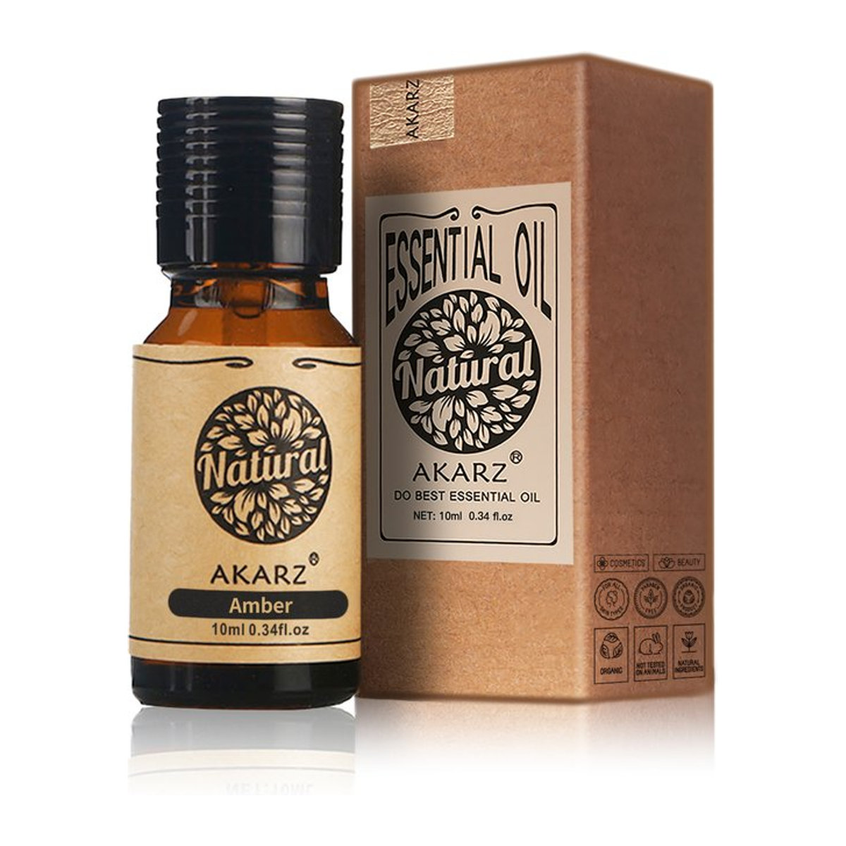 Akarz Ätherisches Bernsteinöl in brauner Glasflasche für Aromatherapie und Diffusoren - Bild 1