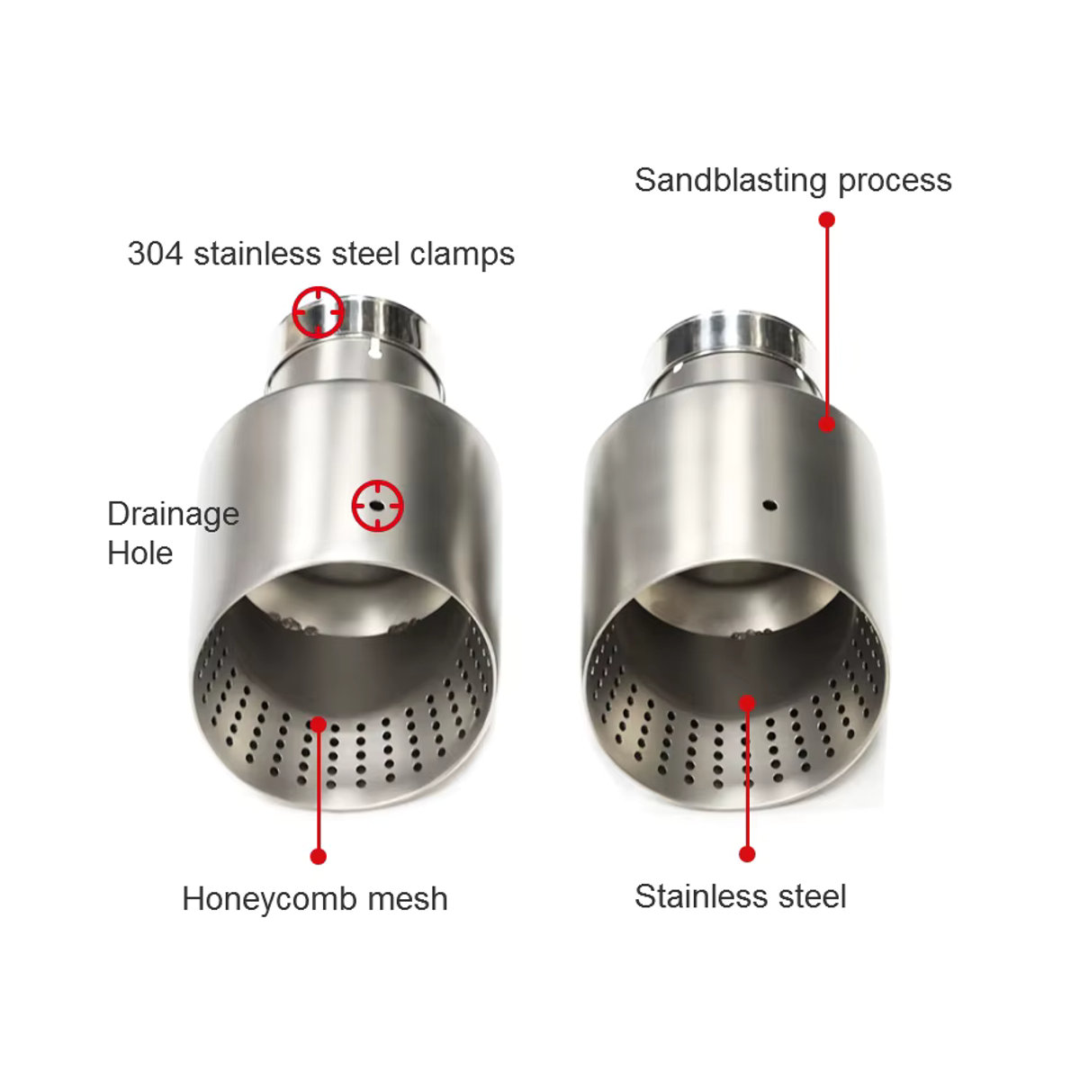 AKDRIFTPOWER Universal Auspuffspitze aus mattem Edelstahl in Silber, rund, Durchmesser: 63 mm, passend für VW GTI MK7 Golf 7 - Bild 3