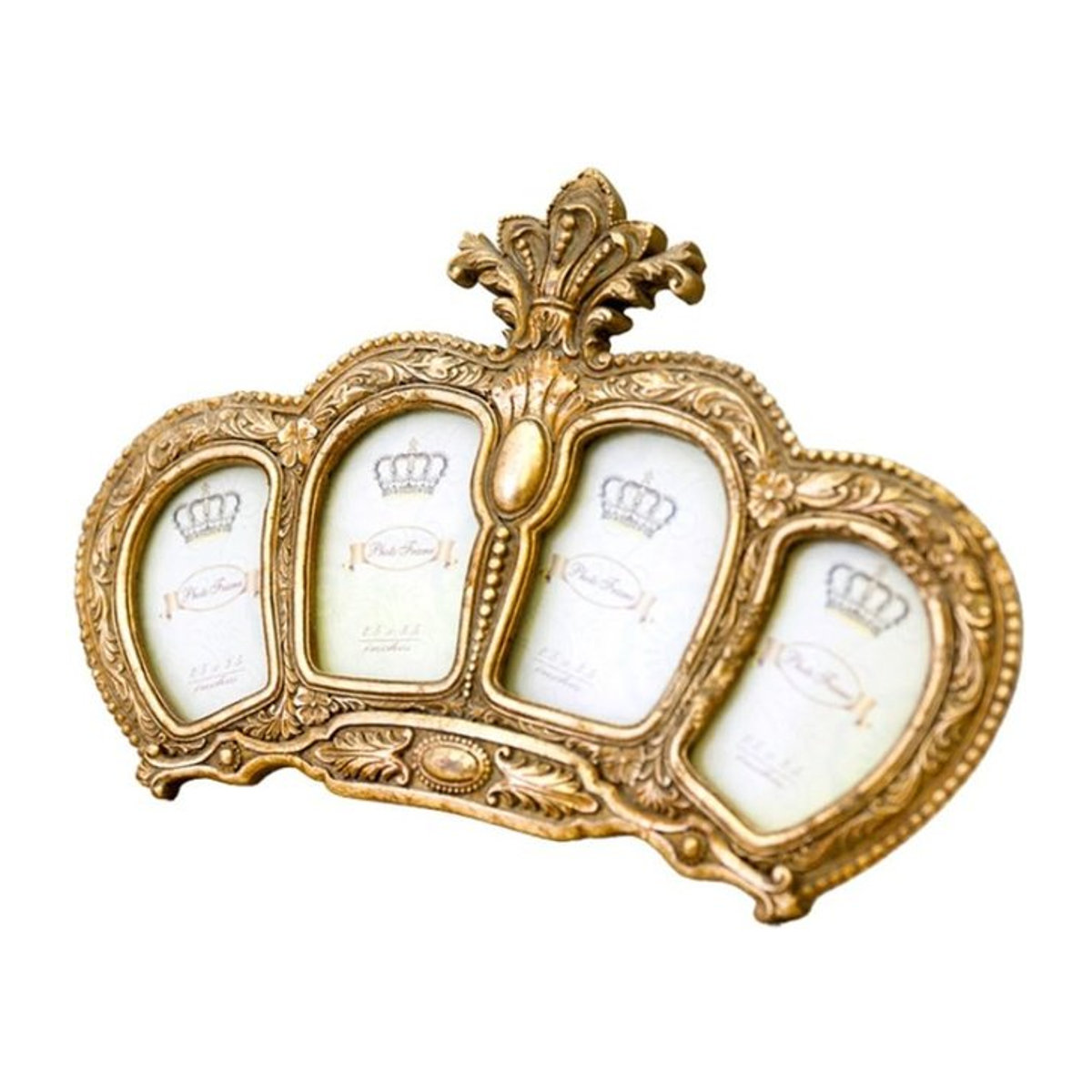 Akizuki Trading Königlicher Salon 4-Fenster-Fotorahmen in Gold im antiken Stil aus Polyresin und Glas, B: 29 cm, T: 2 cm, H: 19 cm - Bild 1