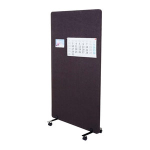 Akustik-Trennwand MCW-G77 Rollbarer Büro-Sichtschutz und Raumteiler mit Pinnwand, doppelwandig, Farbe: braun-grau, H x B: 147 x 80 cm