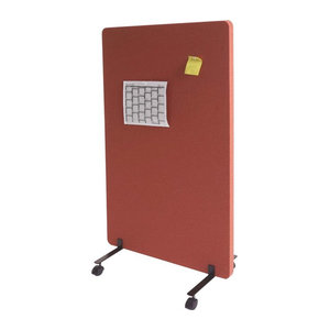 Akustik-Trennwand MCW-G77 rollbarer Büro-Sichtschutz und Raumteiler mit Pinnwand, doppelwandig, Textil, braun, Höhe: 127 cm, Breite: 80 cm