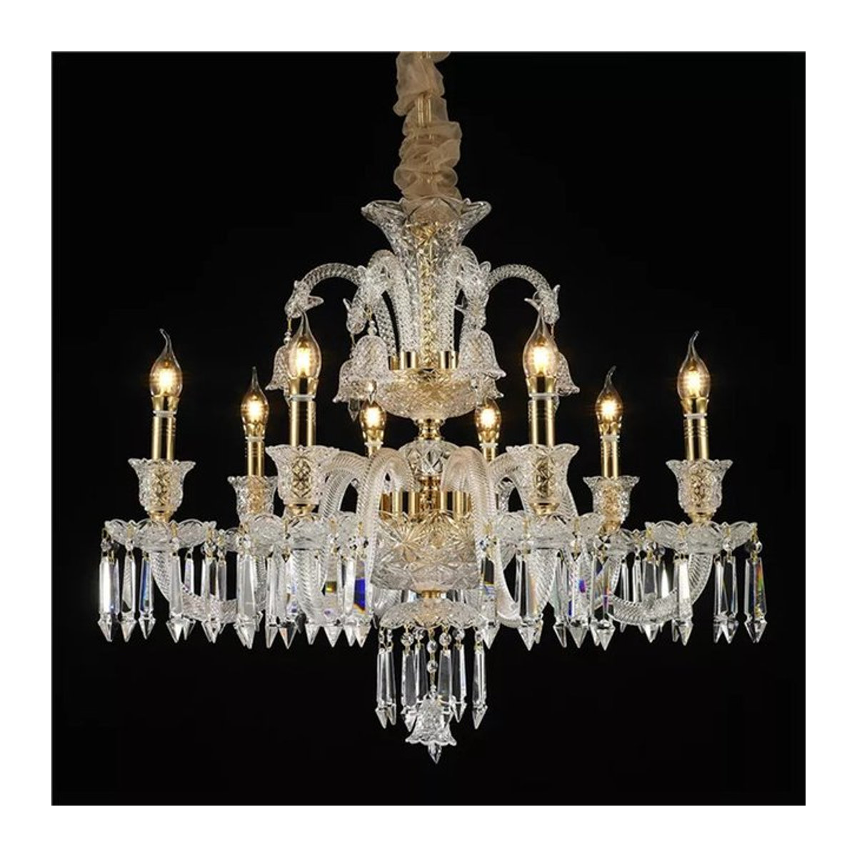 AL.HaffaR K9 Kristall Kronleuchter in Gold für Wohnzimmer und Schlafzimmer im modernen Luxus-Design - Bild 1