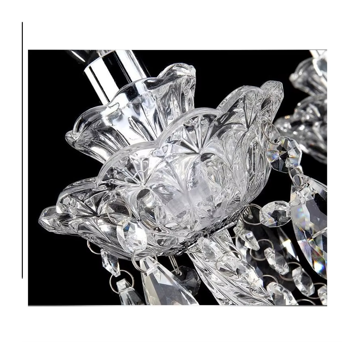 AL.HaffaR Kristall Kronleuchter Modern Klassisch in Silber mit Glas-Elementen - Bild 4