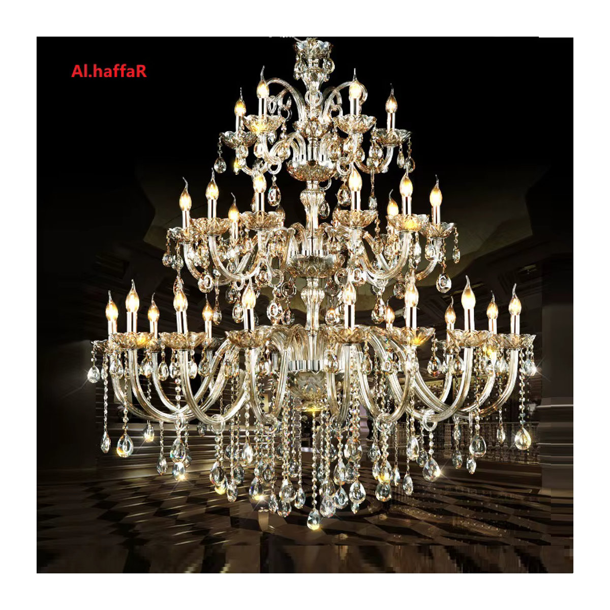 AL.HaffaR Luxus Kronleuchter aus K9 Kristall in Modernem Design für Deine Villa, erhältlich in Transparent, Gelb oder Gold - Bild 3