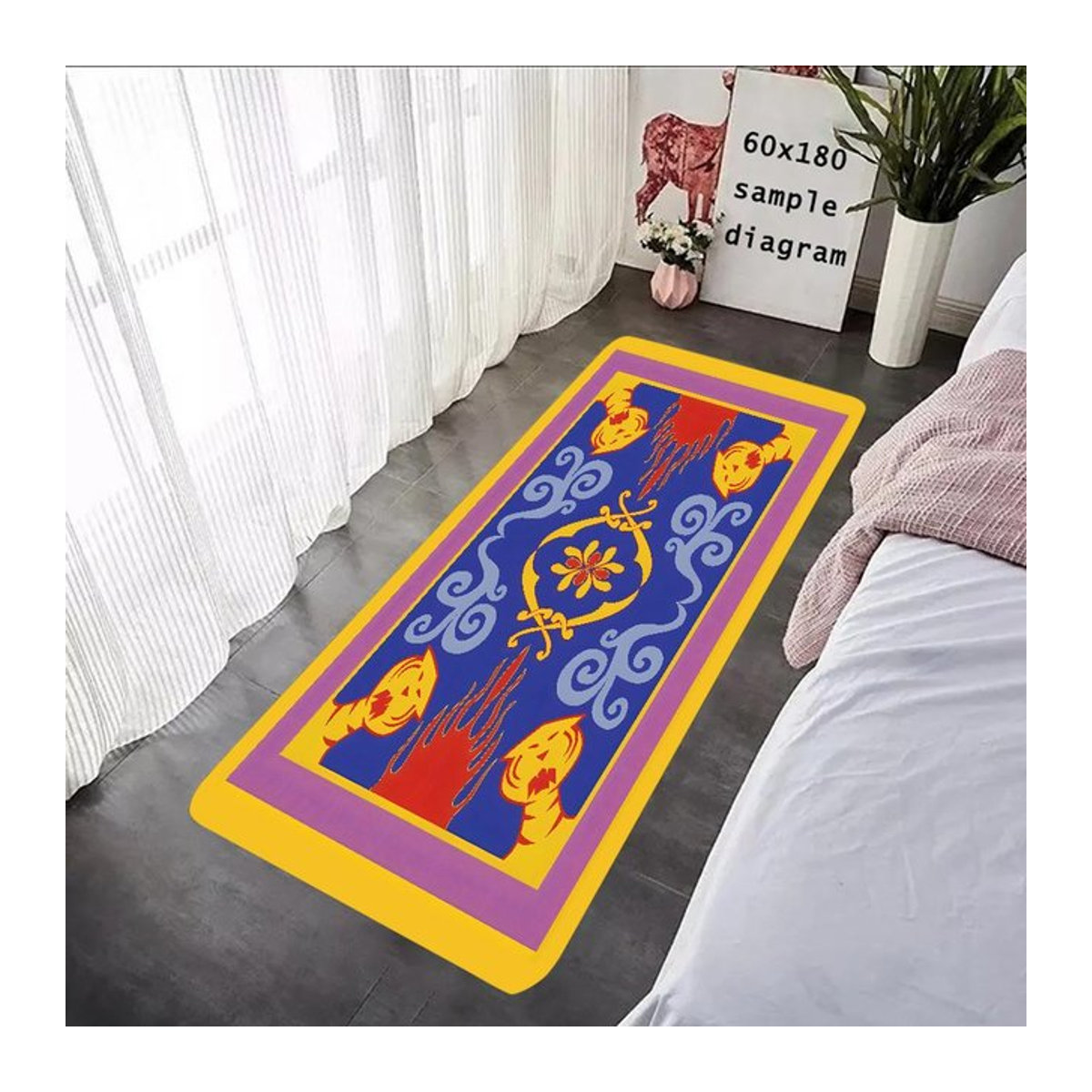 Aladdin Teppich Flanell-Fußmatte mit grafischem Druck für Badezimmer, Küche oder Eingangsbereich, B/T: 80 x 160 cm - Bild 1