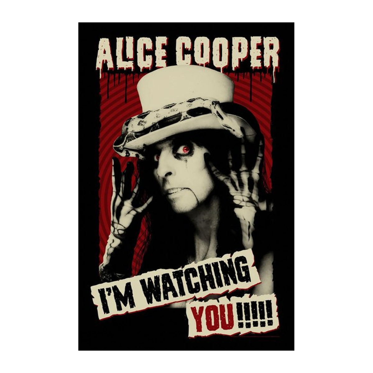 Alice Cooper I'm Watching You Textilposter in Weiß/Schwarz, Breite: 106 cm - Bild 1