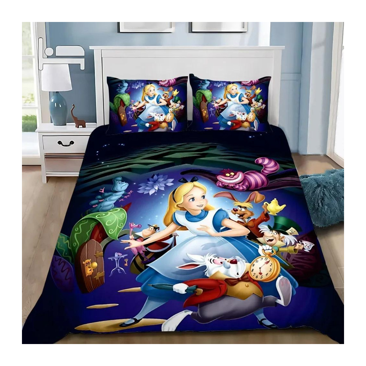 Alice im Wunderland Bettwäsche Set mit Kissenbezug Multicolor B/H: 150 x 200 cm - Bild 1