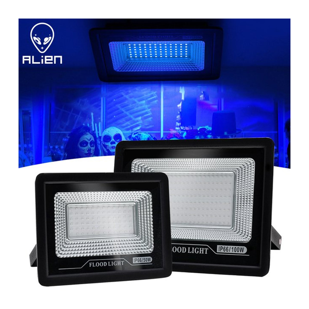 ALIEN 100W LED UV Schwarzlicht Flutlampe Wasserdicht für DJ, Disco und Party - Bild 1
