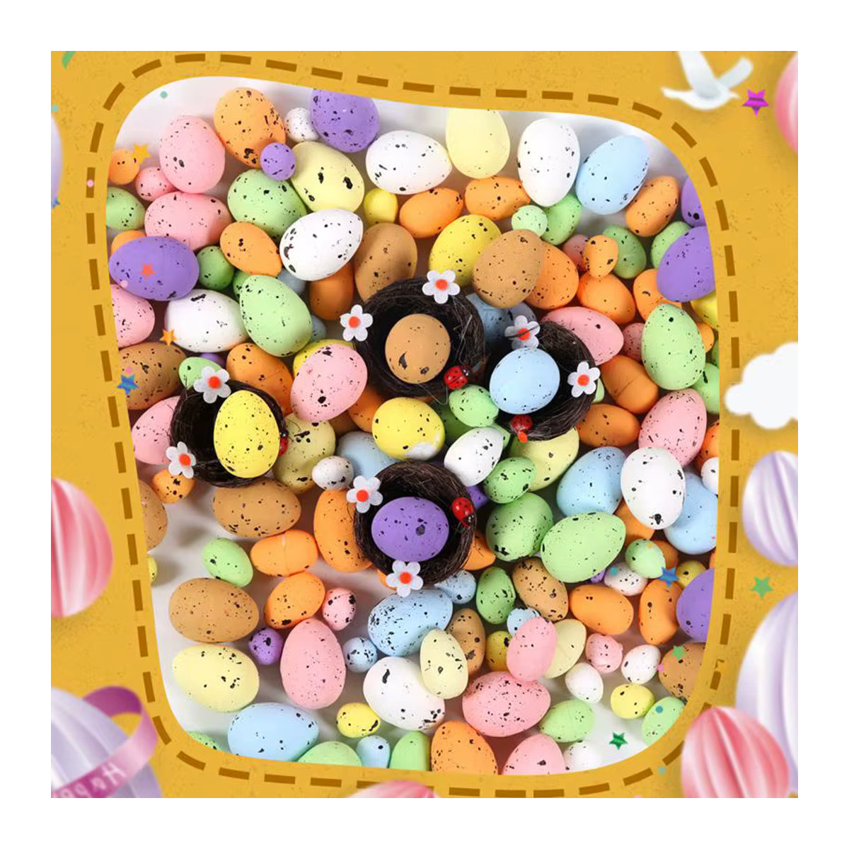 Alivparty Ostern Dekoration Set mit mehrfarbigen Schaumeiern in Ovalform für Kinder und Partys - Bild 6