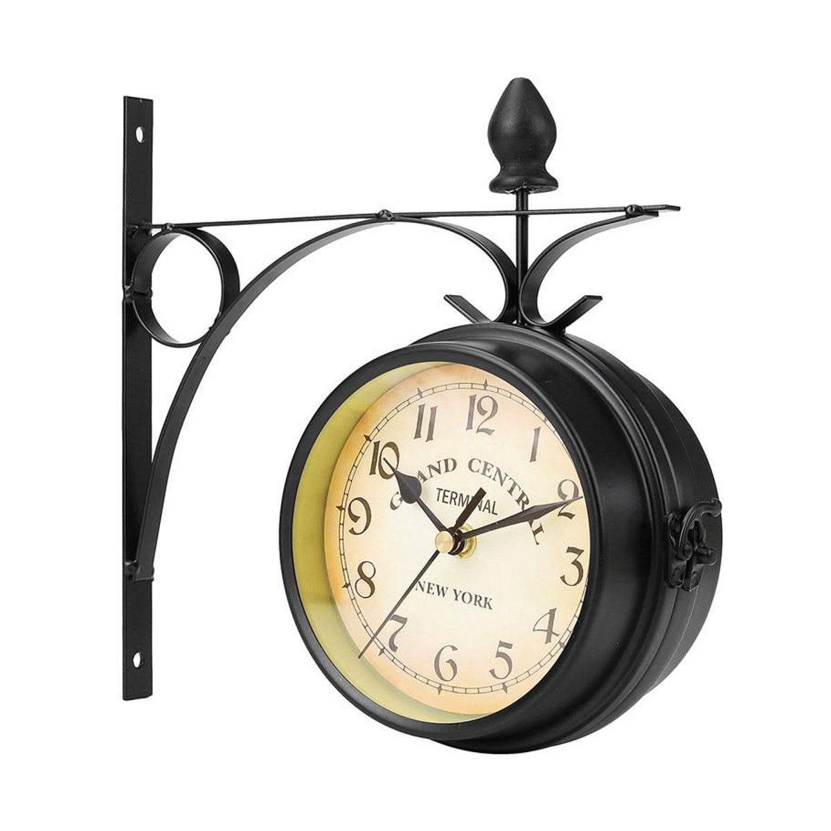 All Right Wanduhr Vintage Retro Doppelseitig Rund aus Metall und Glas in Schwarz - Bild 4
