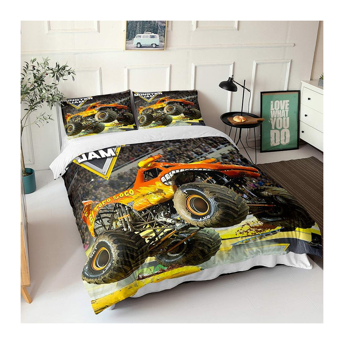 Allbestart Bettwäsche-Set Cartoon Monstertruck mit Kissenbezügen und Reißverschluss für Kinder, B/H: 90 x 200 cm - Bild 2