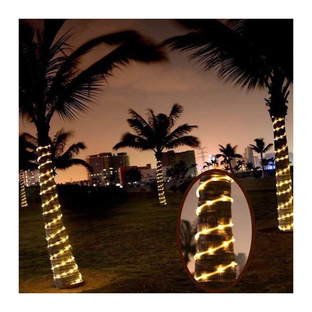 AlliLit Solar-LED-Lichterkette für den Außenbereich, 22 m mit 200 LEDs, Weiß, IP65 wasserdicht, moderne Solarleuchte für Garten und Landschaftsbeleuchtung - Bild 12