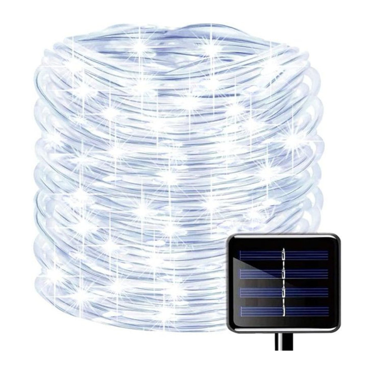 AlliLit Solar-LED-Lichterkette für den Außenbereich, 7 m mit 50 LEDs, Weiß, IP65 wasserdicht, moderne Solarleuchte für Garten und Landschaftsbeleuchtung - Bild 1