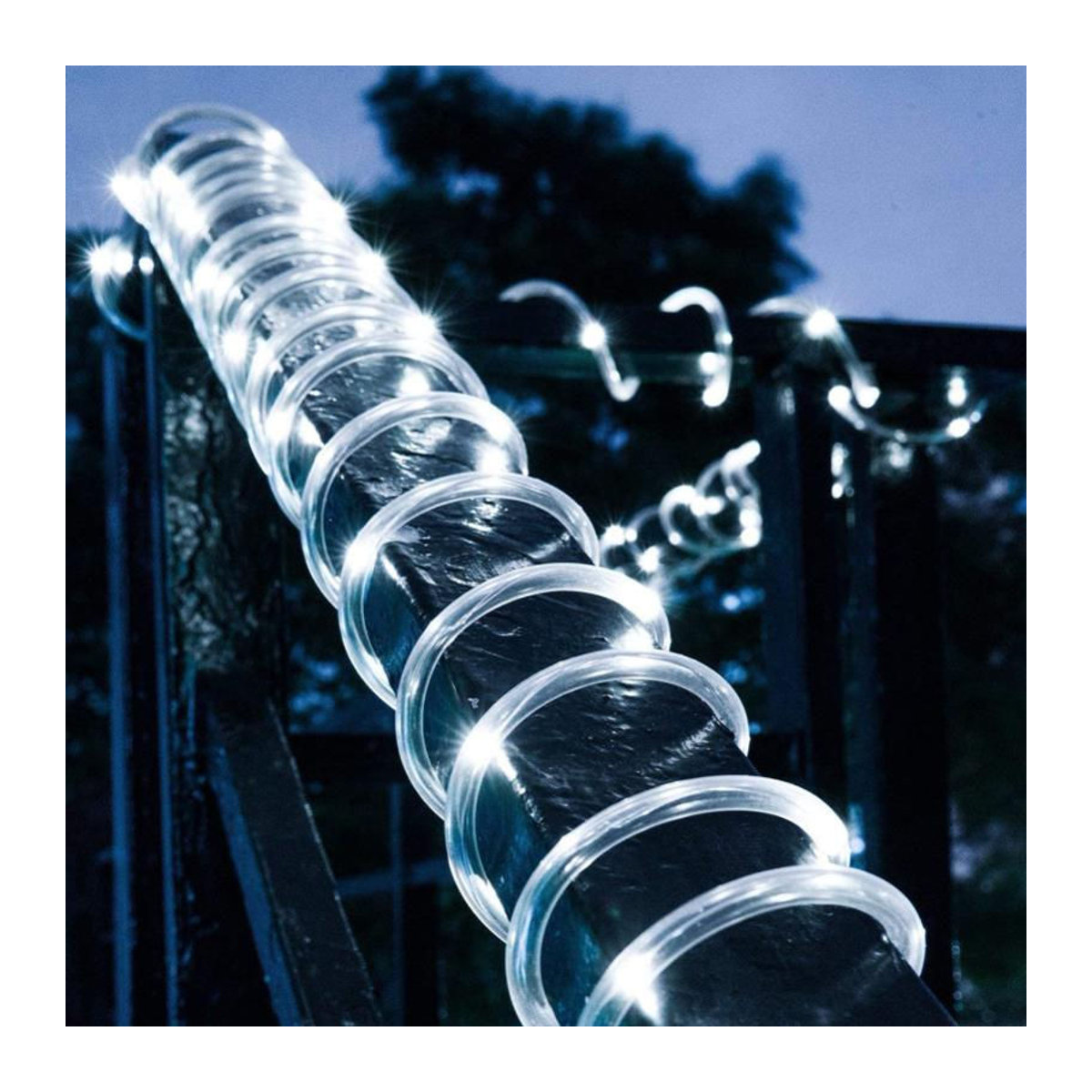 AlliLit Solar-LED-Lichterkette für den Außenbereich, 7 m mit 50 LEDs, Weiß, IP65 wasserdicht, moderne Solarleuchte für Garten und Landschaftsbeleuchtung - Bild 7