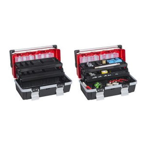 allit Werkzeugkoffer McPlus Alu rot/schwarz aus Polypropylen mit 2 Cantilevertabletts und 2 innenliegenden Fächern