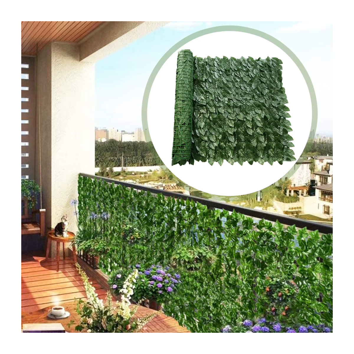 Alloet Blattzaunplatten aus Kunststoff in Grün als künstliche Hecke und multifunktionaler Wandschirm für Garten und Heimdekoration - Bild 3