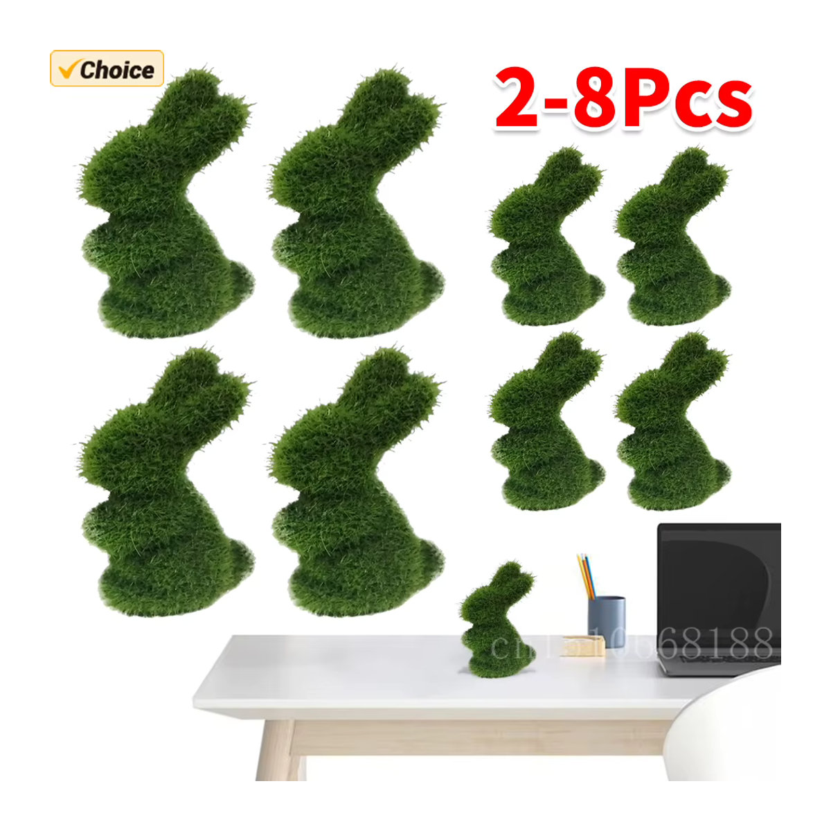 Alloet Osterhase aus Schaum mit Moos-Simulation als dekoratives Ornament für Ostern und den Garten - Bild 2