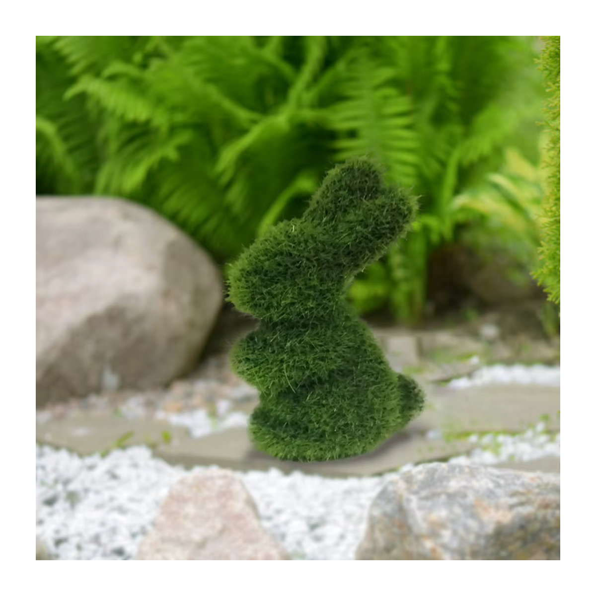 Alloet Osterhase aus Schaum mit Moos-Simulation als dekoratives Ornament für Ostern und den Garten - Bild 4