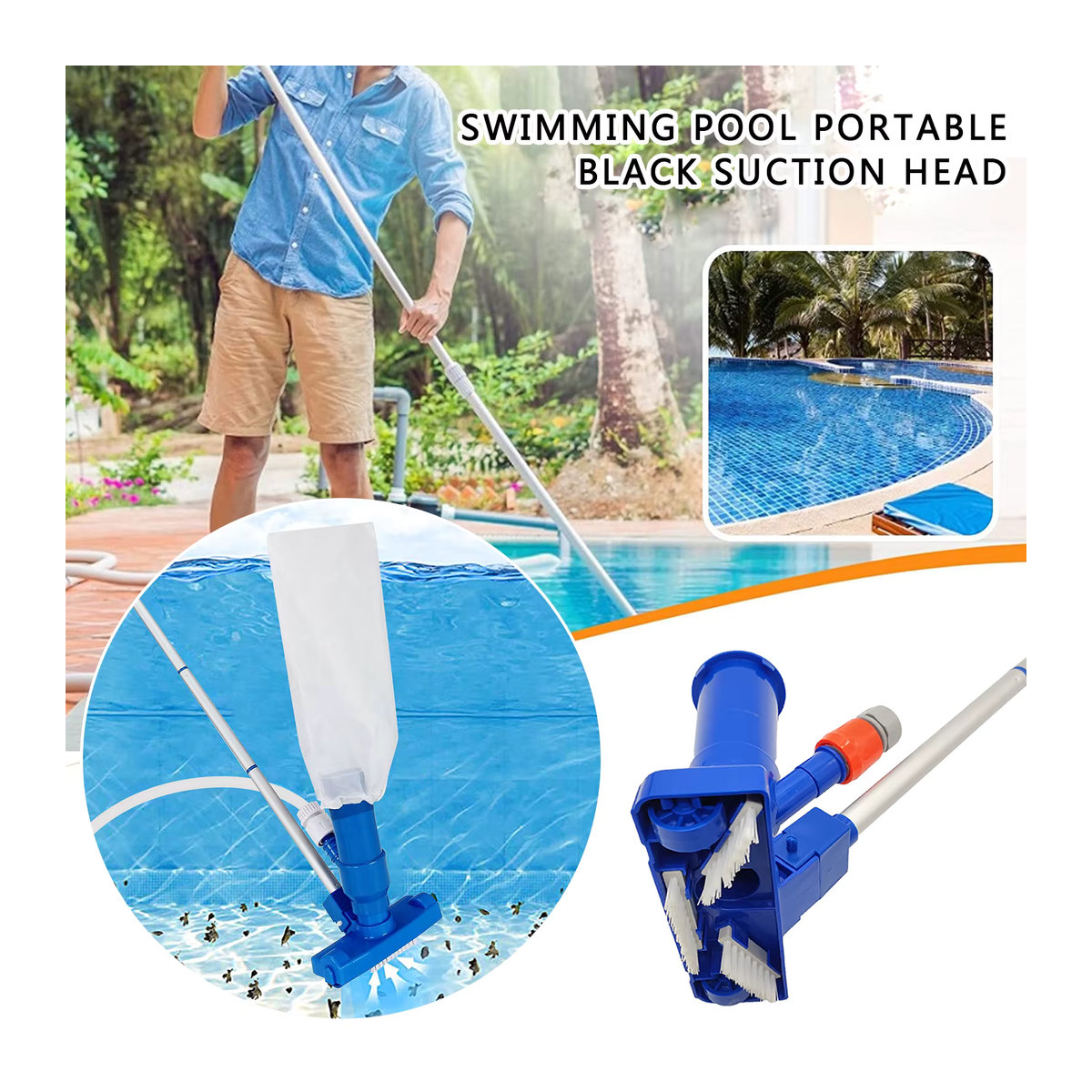 Alloet Professionelle Pool-Reinigungsbürste mit Griff für oberirdische Pools und Teichbrunnen - Bild 2