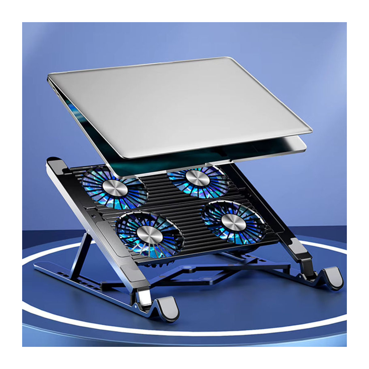 ALLOYSEED Laptop-Kühler-Basis mit klappbarem Halter und verstellbarem Notebook-Ständer für 11 bis 16,5 Zoll Gaming-Tablets, Schwarz - Bild 2
