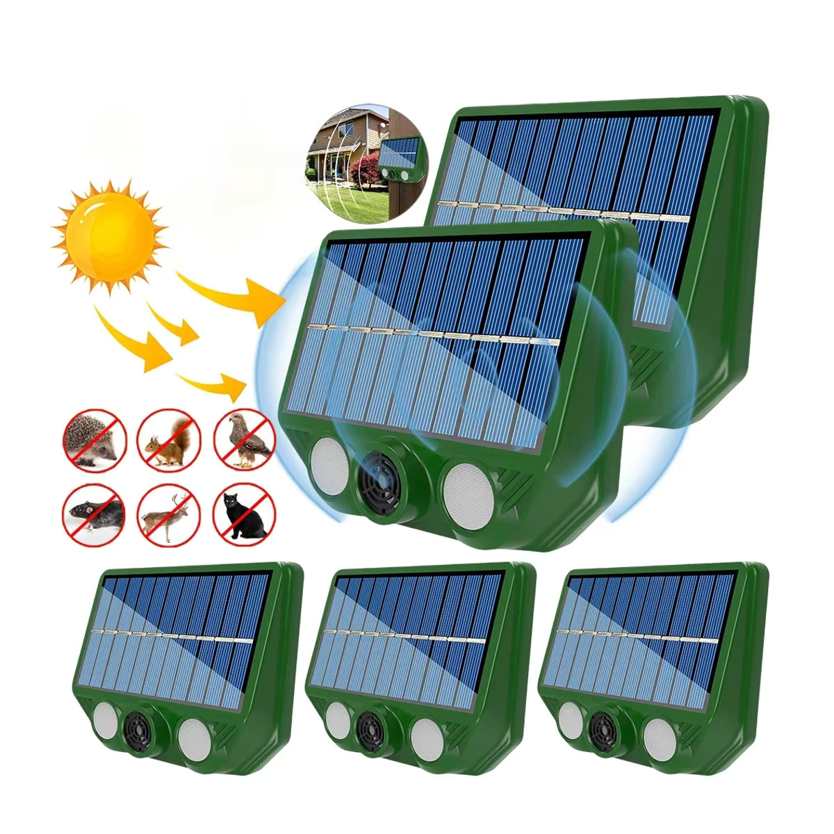 ALLOYSEED Solar Tier Repellent Ultraschall Schädlingsabwehr mit Sonar für Outdoor zur Abschreckung von Hunden, Katzen und Vögeln - Bild 7