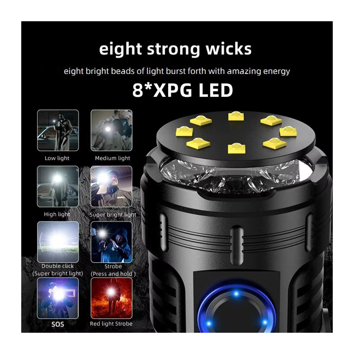 Alonefire LED Taschenlampe mit rotem Blitzlicht, USB aufladbar, magnetisch, für Outdoor, Wandern und Reparaturarbeiten - Bild 2