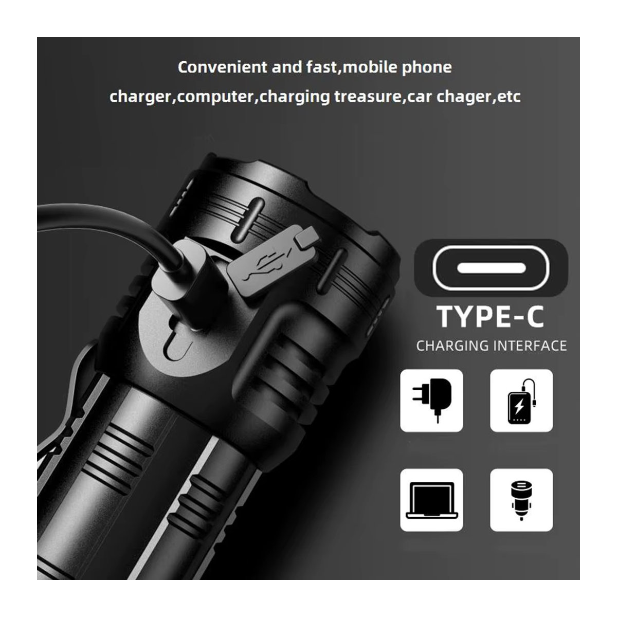 Alonefire LED Taschenlampe mit rotem Blitzlicht, USB aufladbar, magnetisch, für Outdoor, Wandern und Reparaturarbeiten - Bild 6