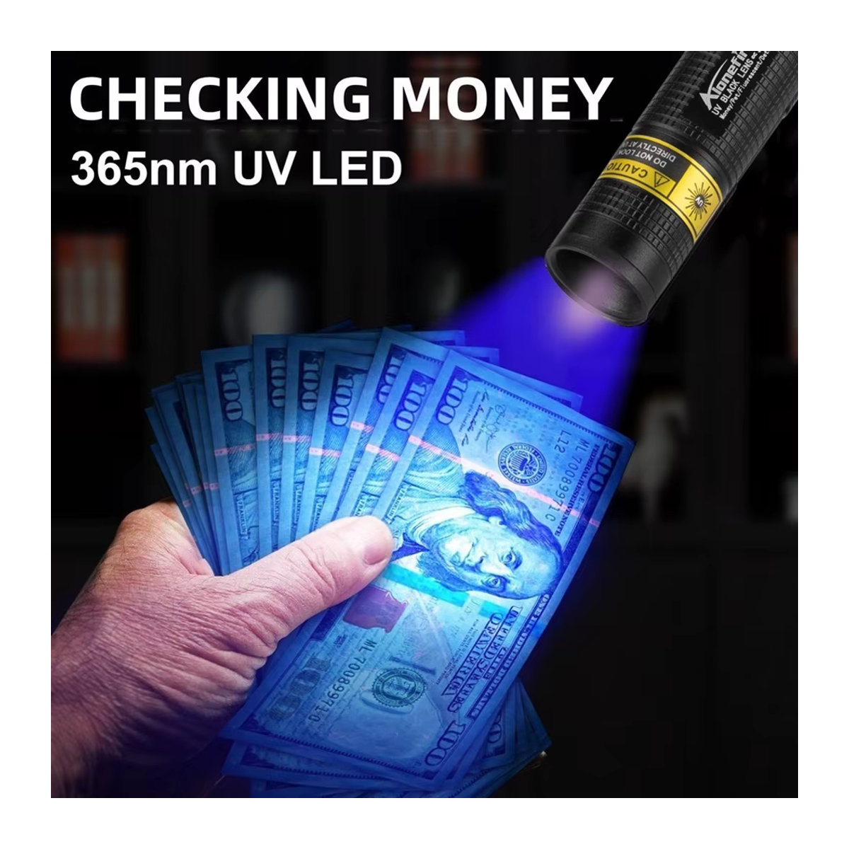 Alonefire Mini UV LED Schwarzlicht Taschenlampe mit USB-Ladefunktion für Nagelpflege, Tierfleck-Erkennung und Geldprüfung, 365nm - Bild 3