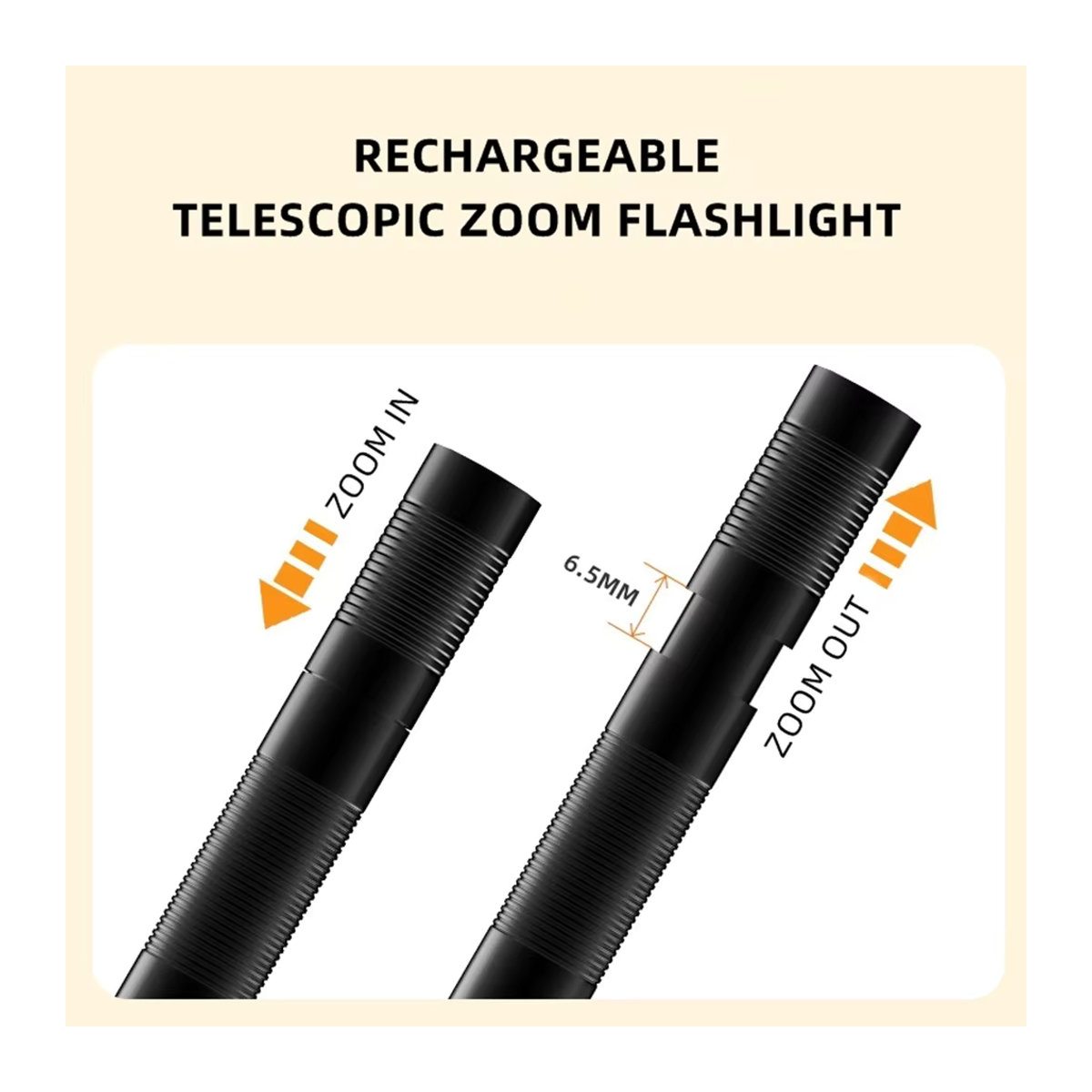 Alonefire Mini Zoom Stiftlampe LED Penlight USB aufladbar für Camping Wandern und Notfälle in Weiß - Bild 2