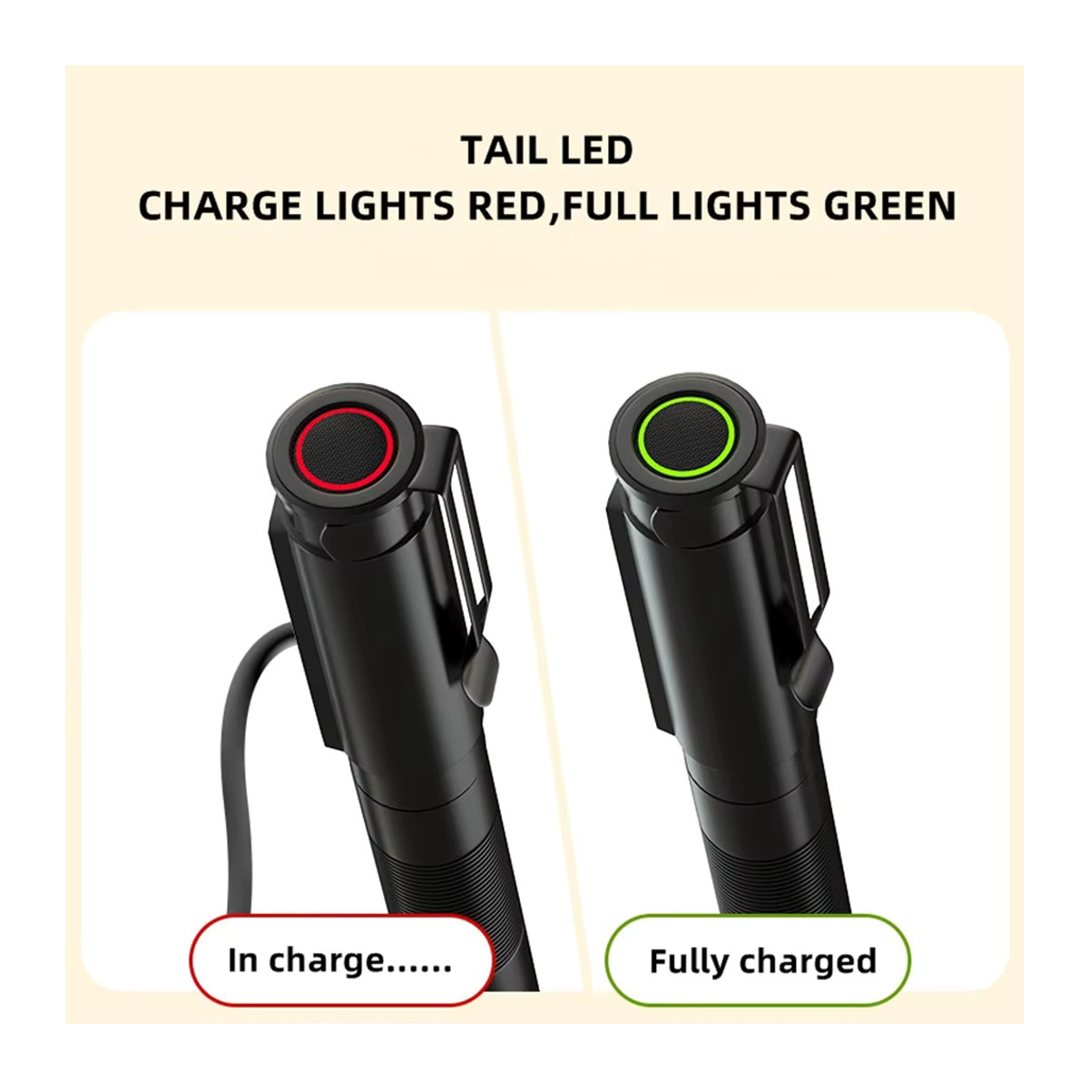Alonefire Mini Zoom Stiftlampe LED Penlight USB aufladbar für Camping Wandern und Notfälle in Weiß - Bild 4