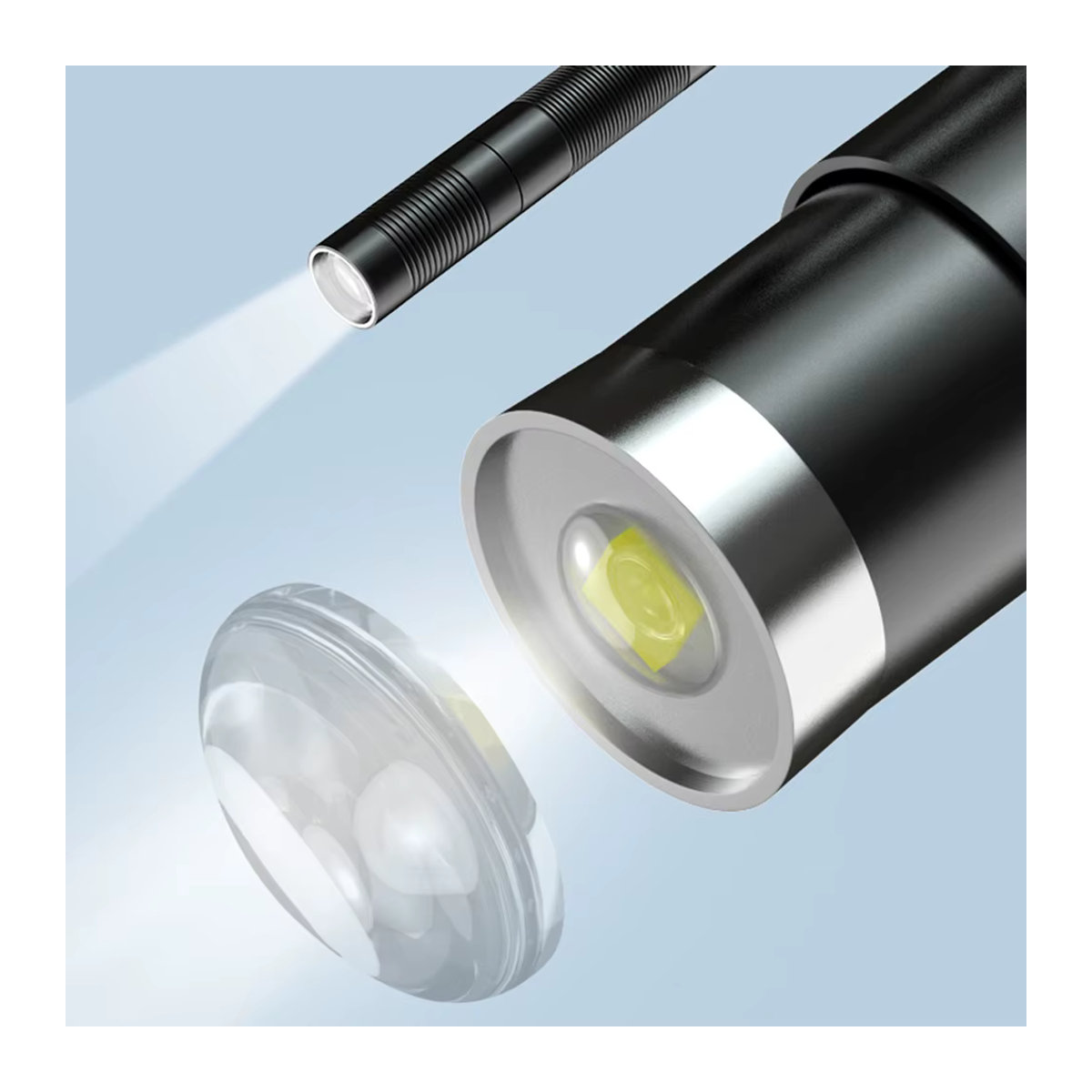 Alonefire Mini Zoom Stiftlampe LED Penlight USB aufladbar für Camping Wandern und Notfälle in Weiß - Bild 6