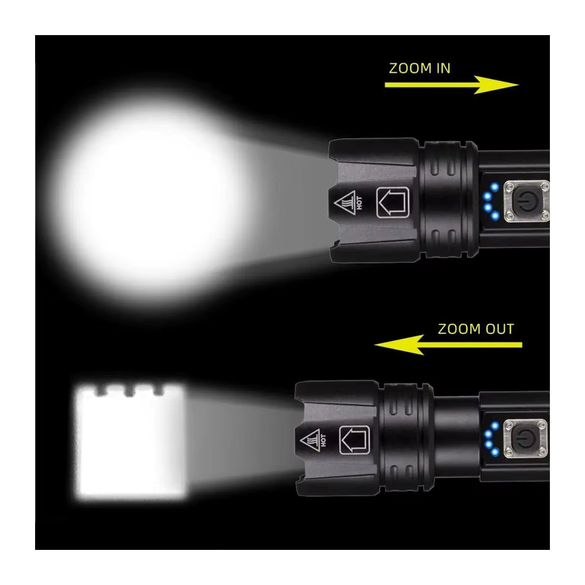 Alonefire Taktische LED Taschenlampe mit 30 W Zoom XHP70, USB wiederaufladbar für Outdoor, Camping und Jagd - Bild 2
