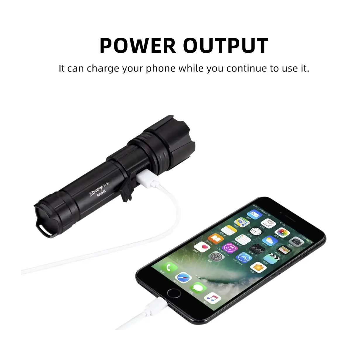 Alonefire Taktische LED Taschenlampe mit 30 W Zoom XHP70, USB wiederaufladbar für Outdoor, Camping und Jagd - Bild 4
