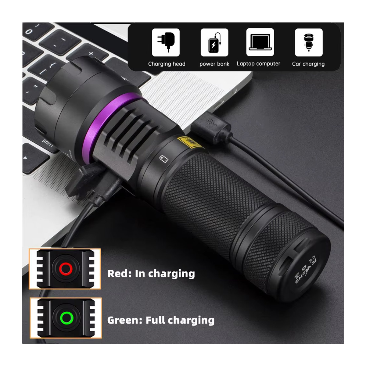 Alonefire UV-LED-Taschenlampe mit 120W und 6x365nm Schwarzlicht in Schwarz zur Detektion von Urinflecken, Tinea und Markierungen - Bild 3
