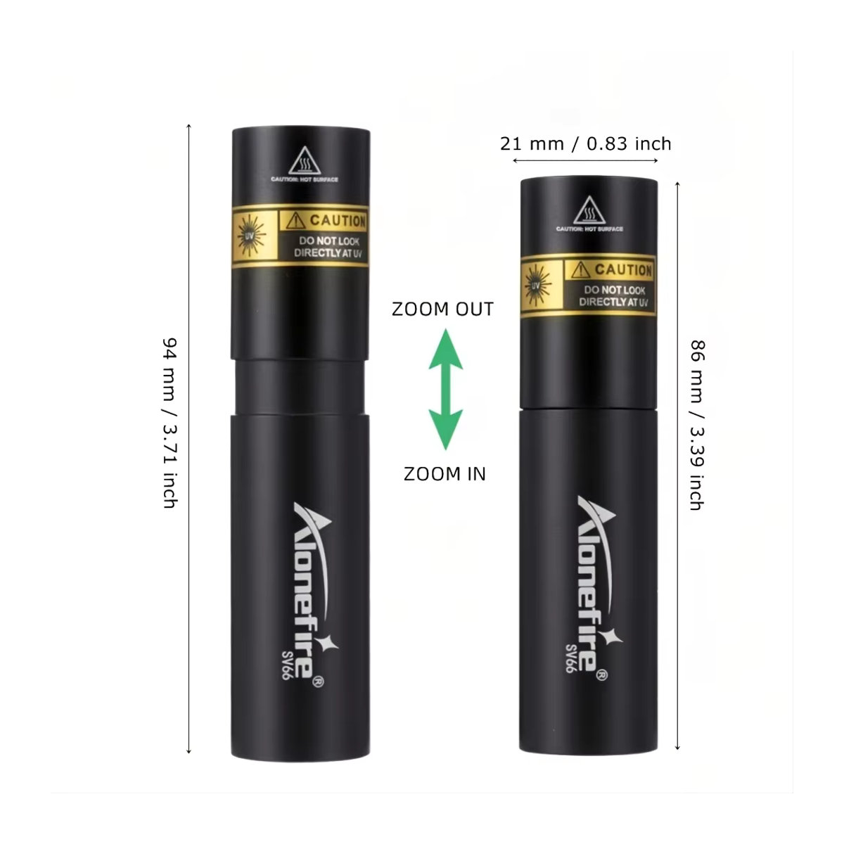 Alonefire UV Taschenlampe mit Zoom 3W 395/365nm USB aufladbar zur Detektion von Urin, Skorpionen und unsichtbarer Tinte - Bild 4