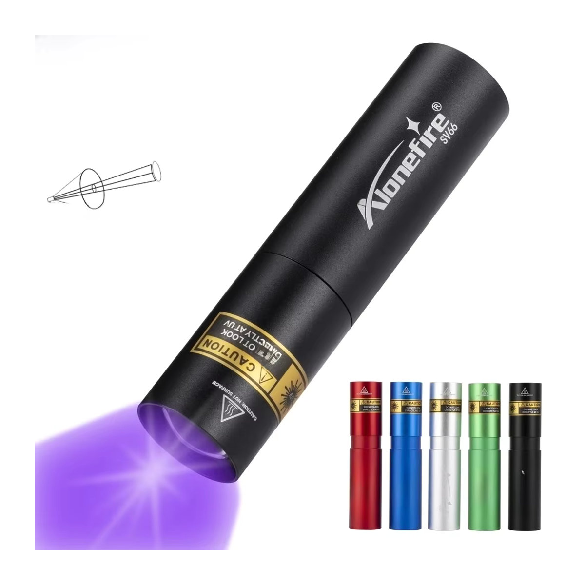Alonefire UV Taschenlampe mit Zoom 3W 395/365nm USB aufladbar zur Detektion von Urin, Skorpionen und unsichtbarer Tinte - Bild 7