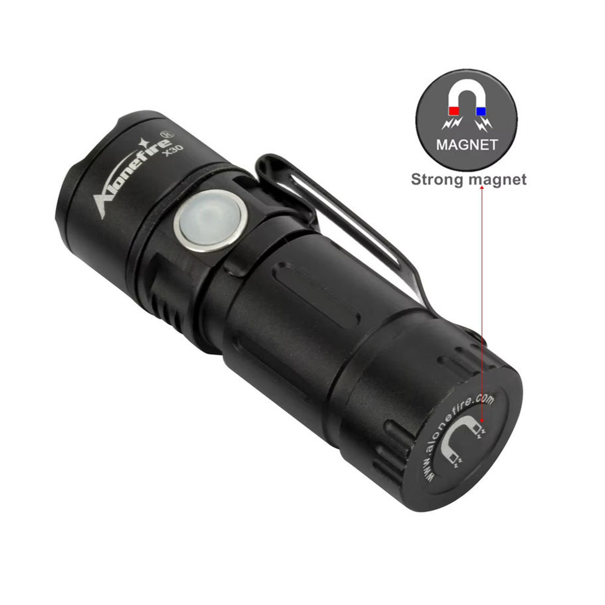 Alonefire X30 5W LED Mini Taschenlampe mit Magnet und USB-Aufladung für Outdoor und Rucksack - Bild 2
