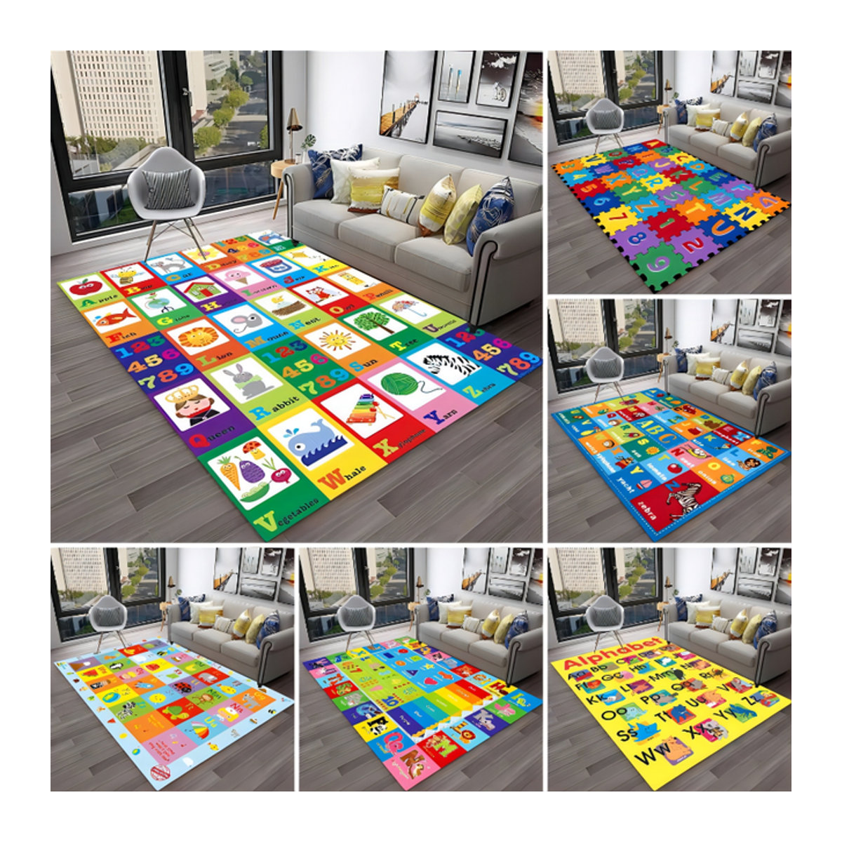 Alphabet ABC Kinder Teppich zur frühen Bildung als rutschfeste Bodenmatte in Multicolor - Bild 1